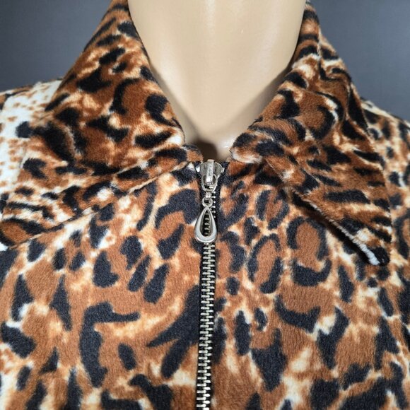 Y2K Nygard Leopard Faux Fur Jacket Size 6 Short Full Zip Indie Sleaze Grunge - Picture 3 of 11